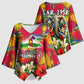 Central African Republic Day Kimono Sleeve Blouse Elephant Colorful Paint Splatter Map Tropical Flowers
