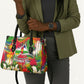 Central African Republic Day Leather Bag Elephant Colorful Paint Splatter Map Tropical Flowers