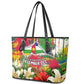 Central African Republic Day Leather Tote Bag Elephant Colorful Paint Splatter Map Tropical Flowers