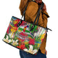 Central African Republic Day Leather Tote Bag Elephant Colorful Paint Splatter Map Tropical Flowers