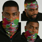 Central African Republic Day Neck Gaiter Elephant Colorful Paint Splatter Map Tropical Flowers