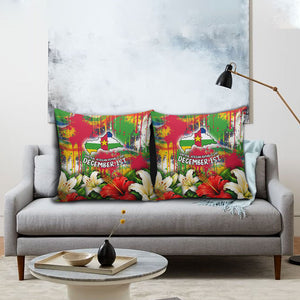 Central African Republic Day Pillow Cover Elephant Colorful Paint Splatter Map Tropical Flowers