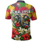 Central African Republic Day Polo Shirt Elephant Colorful Paint Splatter Map Tropical Flowers