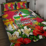 Central African Republic Day Quilt Bed Set Elephant Colorful Paint Splatter Map Tropical Flowers