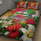 Central African Republic Day Quilt Bed Set Elephant Colorful Paint Splatter Map Tropical Flowers