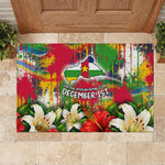 Central African Republic Day Rubber Doormat Elephant Colorful Paint Splatter Map Tropical Flowers