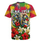 Central African Republic Day Rugby Jersey Elephant Colorful Paint Splatter Map Tropical Flowers