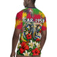 Central African Republic Day Rugby Jersey Elephant Colorful Paint Splatter Map Tropical Flowers