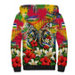 Central African Republic Day Sherpa Hoodie Elephant Colorful Paint Splatter Map Tropical Flowers