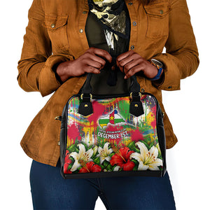 Central African Republic Day Shoulder Handbag Elephant Colorful Paint Splatter Map Tropical Flowers