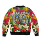 Central African Republic Day Sleeve Zip Bomber Jacket Elephant Colorful Paint Splatter Map Tropical Flowers