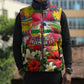Central African Republic Day Sleeveless Puffer Jacket Elephant Colorful Paint Splatter Map Tropical Flowers