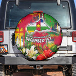 Central African Republic Day Spare Tire Cover Elephant Colorful Paint Splatter Map Tropical Flowers