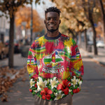 Central African Republic Day Sweatshirt Elephant Colorful Paint Splatter Map Tropical Flowers
