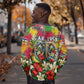 Central African Republic Day Sweatshirt Elephant Colorful Paint Splatter Map Tropical Flowers
