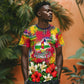 Central African Republic Day T shirt Elephant Colorful Paint Splatter Map Tropical Flowers