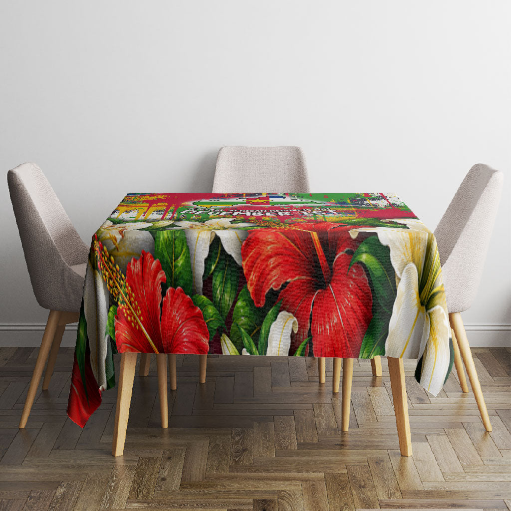 Central African Republic Day Tablecloth Elephant Colorful Paint Splatter Map Tropical Flowers
