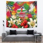 Central African Republic Day Tapestry Elephant Colorful Paint Splatter Map Tropical Flowers