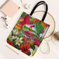 Central African Republic Day Tote Bag Elephant Colorful Paint Splatter Map Tropical Flowers