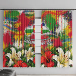 Central African Republic Day Window Curtain Elephant Colorful Paint Splatter Map Tropical Flowers