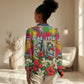 Central African Republic Day Women Casual Shirt Elephant Colorful Paint Splatter Map Tropical Flowers