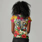 Central African Republic Day Women V-Neck T-Shirt Elephant Colorful Paint Splatter Map Tropical Flowers