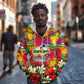 Central African Republic Day Zip Hoodie Elephant Colorful Paint Splatter Map Tropical Flowers