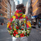 Central African Republic Day Zip Hoodie Elephant Colorful Paint Splatter Map Tropical Flowers
