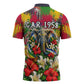 Central African Republic Day Zipper Polo Shirt Elephant Colorful Paint Splatter Map Tropical Flowers