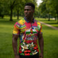 Central African Republic Day Zipper Polo Shirt Elephant Colorful Paint Splatter Map Tropical Flowers