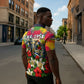 Central African Republic Day Zipper Polo Shirt Elephant Colorful Paint Splatter Map Tropical Flowers
