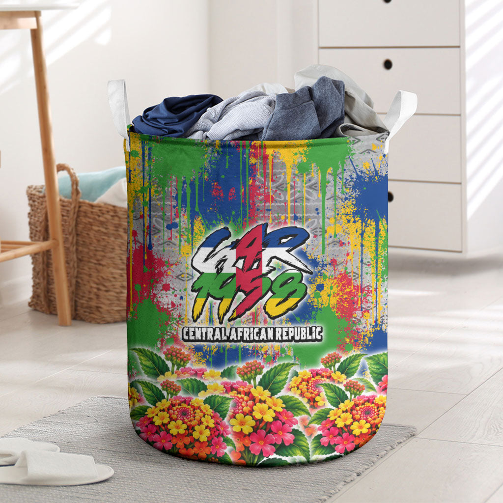 Central African Republic 1958 Laundry Basket Leopard Colorful Paint Splatter Patriotic Flag