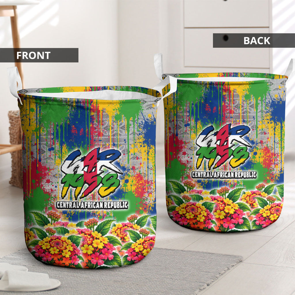 Central African Republic 1958 Laundry Basket Leopard Colorful Paint Splatter Patriotic Flag