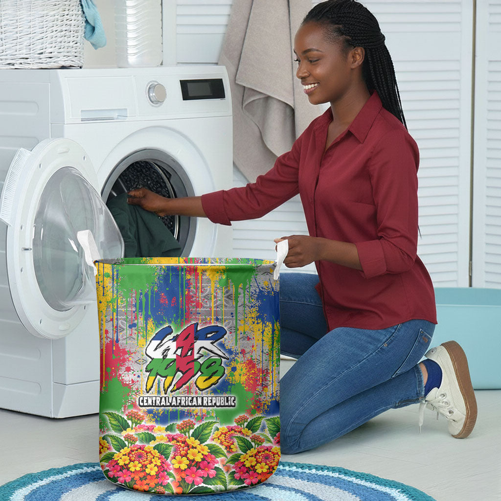 Central African Republic 1958 Laundry Basket Leopard Colorful Paint Splatter Patriotic Flag