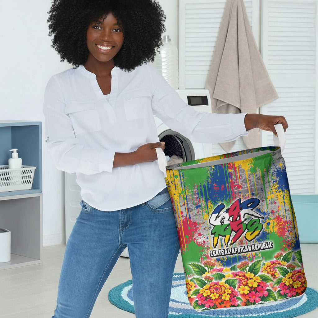 Central African Republic 1958 Laundry Basket Leopard Colorful Paint Splatter Patriotic Flag