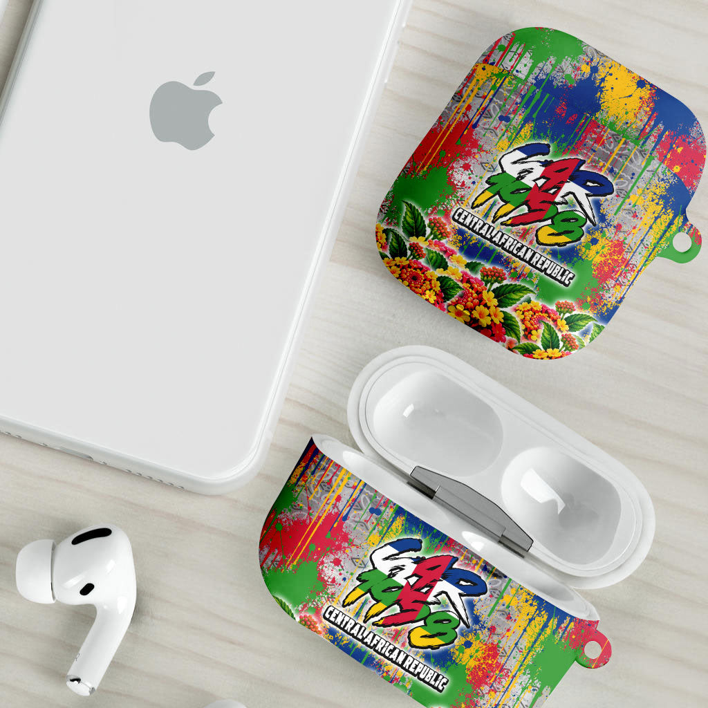 Central African Republic 1958 AirPods Case Leopard Colorful Paint Splatter Patriotic Flag