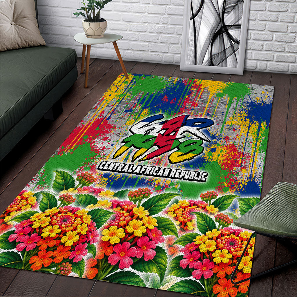 Central African Republic 1958 Area Rug Leopard Colorful Paint Splatter Patriotic Flag