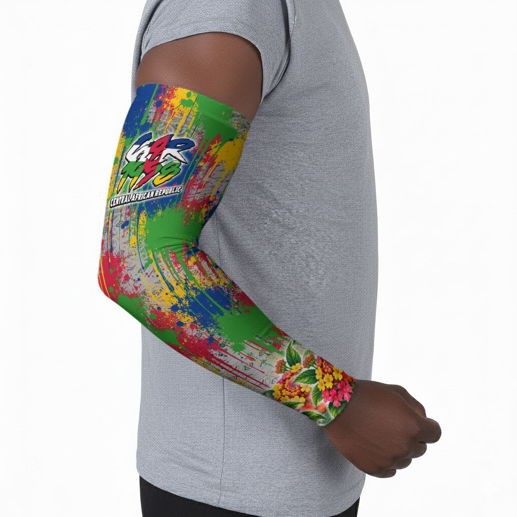 Central African Republic 1958 Arm Sleeves Leopard Colorful Paint Splatter Patriotic Flag