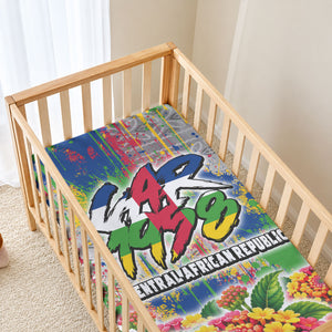 Central African Republic 1958 Baby Bed Cover Leopard Colorful Paint Splatter Patriotic Flag