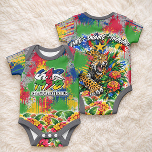 Central African Republic 1958 Baby Onesie Leopard Colorful Paint Splatter Patriotic Flag