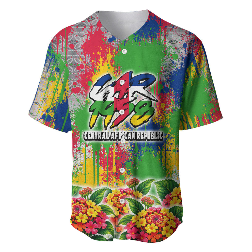 Central African Republic 1958 Baseball Jersey Leopard Colorful Paint Splatter Patriotic Flag