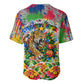 Central African Republic 1958 Baseball Jersey Leopard Colorful Paint Splatter Patriotic Flag