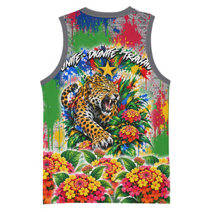 Central African Republic 1958 Basketball Jersey Leopard Colorful Paint Splatter Patriotic Flag