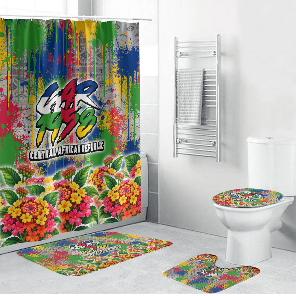Central African Republic 1958 Bathroom Set Leopard Colorful Paint Splatter Patriotic Flag