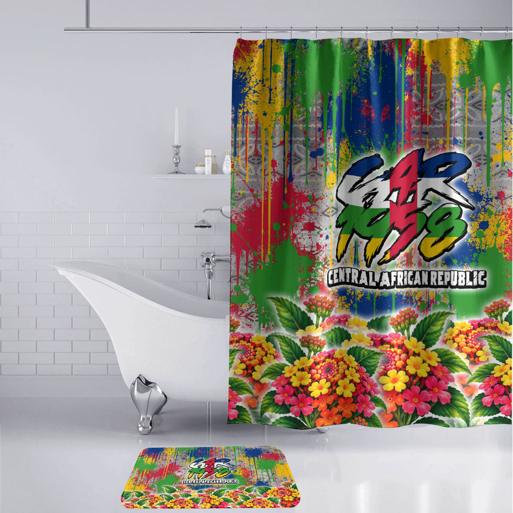 Central African Republic 1958 Bathroom Set Leopard Colorful Paint Splatter Patriotic Flag