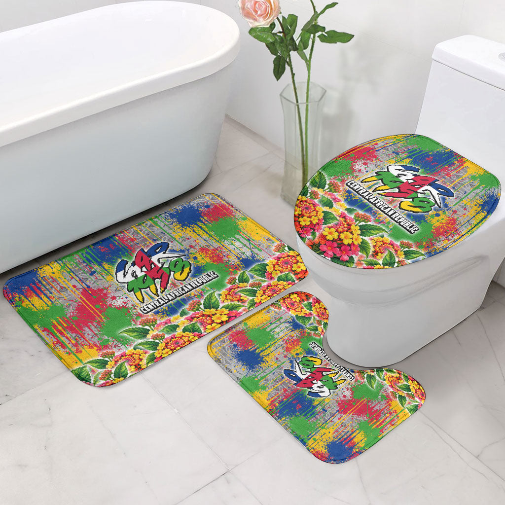Central African Republic 1958 Bathroom Set Leopard Colorful Paint Splatter Patriotic Flag