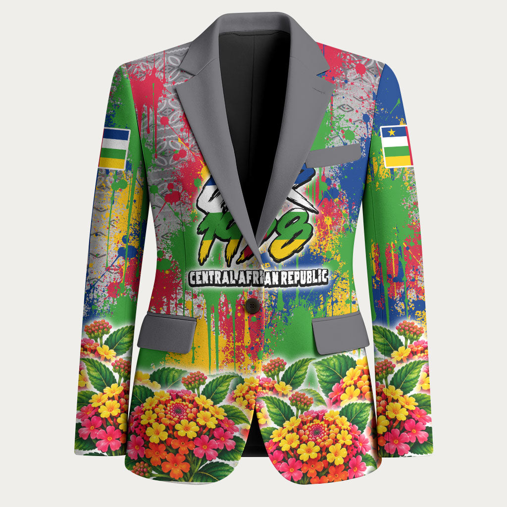 Central African Republic 1958 Blazer Leopard Colorful Paint Splatter Patriotic Flag