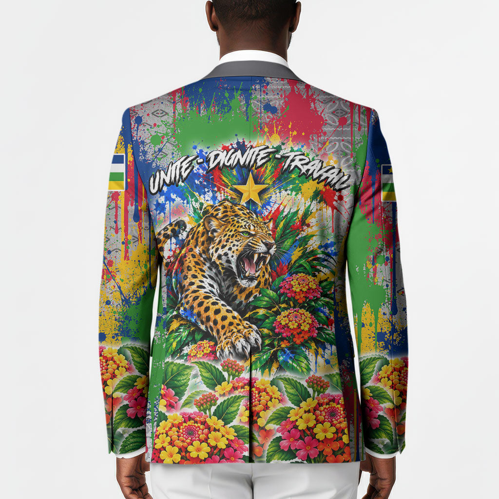 Central African Republic 1958 Blazer Leopard Colorful Paint Splatter Patriotic Flag