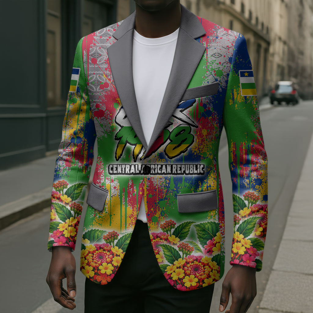 Central African Republic 1958 Blazer Leopard Colorful Paint Splatter Patriotic Flag