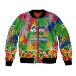 Central African Republic 1958 Bomber Jacket Leopard Colorful Paint Splatter Patriotic Flag